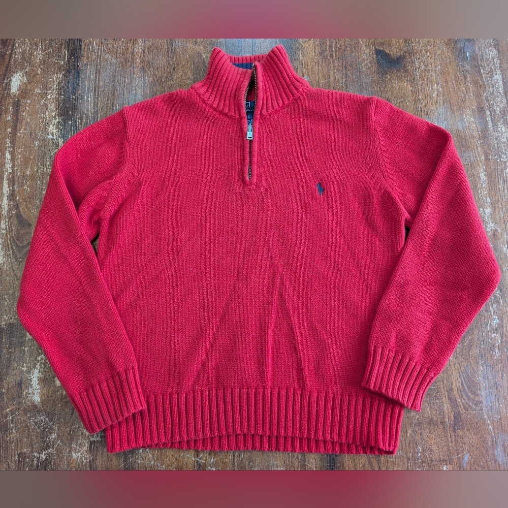 Polo Ralph Lauren Sweater 1/4 Zip Kids Youth Small Pullover Shirt Preppy Holiday